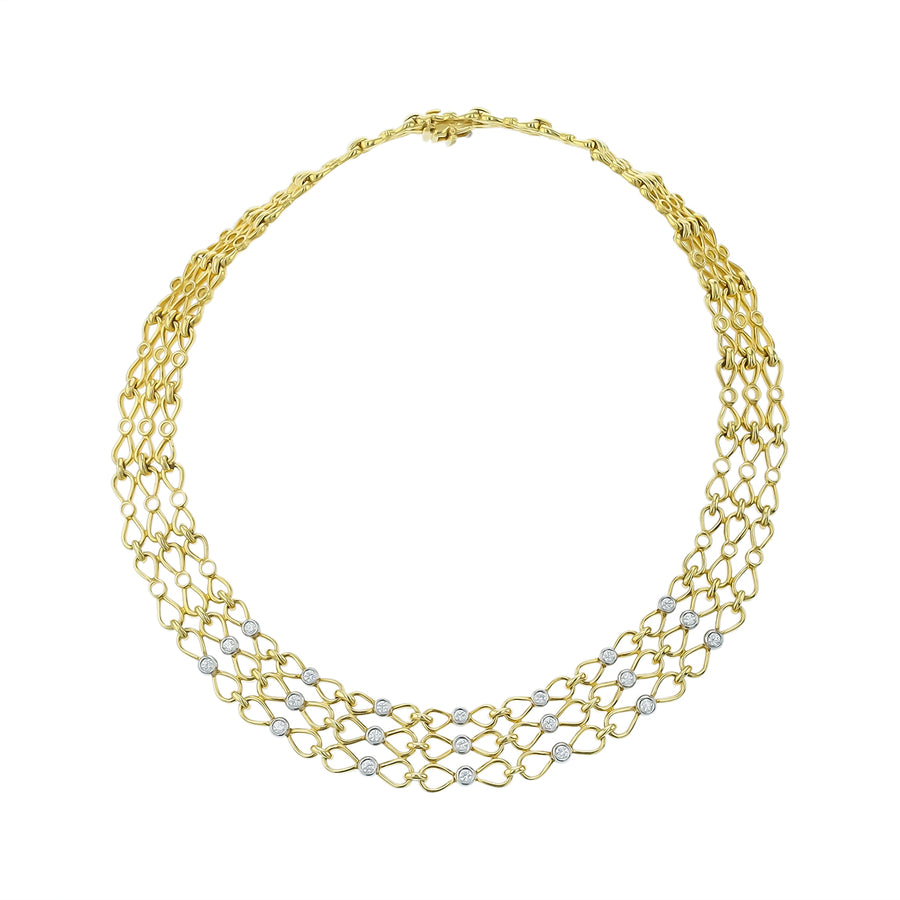 Tiffany & Co 3.82ct Round Diamond Necklace and Bracelet Set in 18K Yellow Gold and Platinum, 16" and 7"
