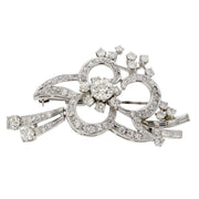 0.50ct Old European Cut Diamond, 0.24ct Baguette Diamond, and 2.67ct Diamond Pin in 14K White Gold