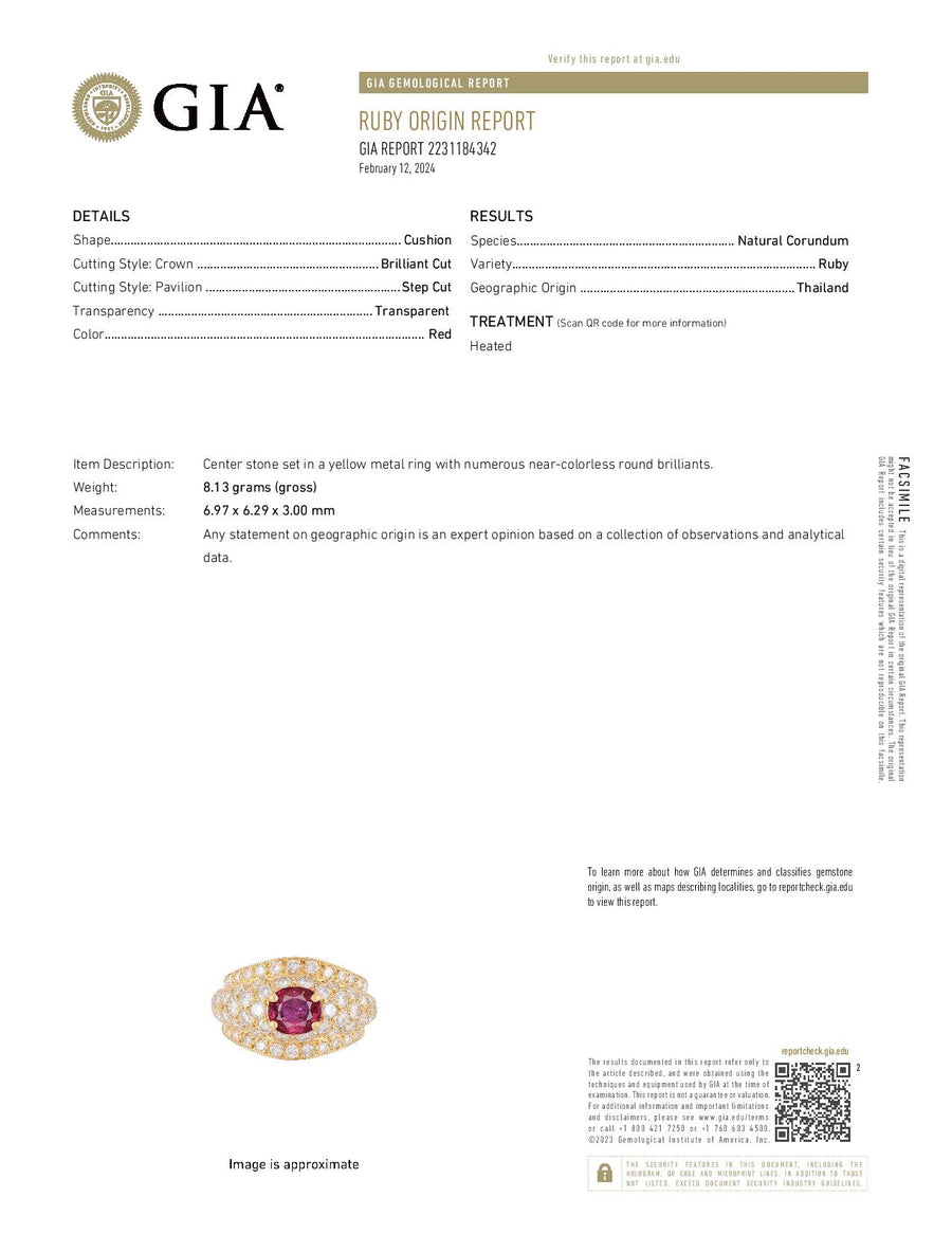 1.05ct Round Ruby and 2.01ct Round Diamond Ring in 18K Yellow Gold