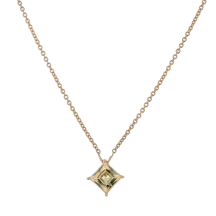 0.79ct Princess Cut Yellow Sapphire Pendant in 14K Yellow Gold, 18" chain