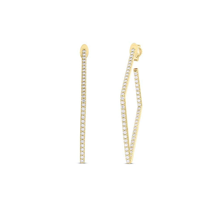 1.25Ct Diamond Square Hoop Earrings in 18K Yellow Gold