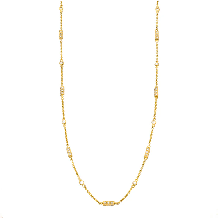 1.62ct Diamond Barrel Necklace in 18K Yellow Gold, 16-18" chain