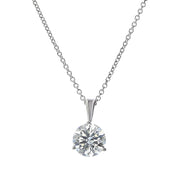 0.73ct Fire & Ice Round Brilliant Diamond 3 Prong Pendant in 18K White Gold on 18" chain