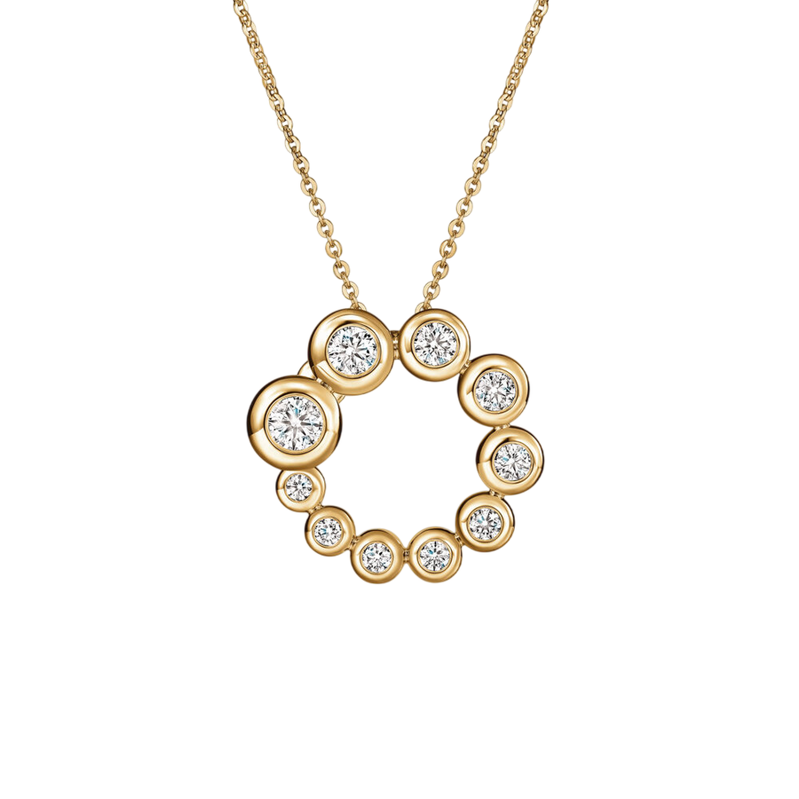 Dream 0.77ct Diamond Circle Pendant in 18K Yellow Gold, 18" chain