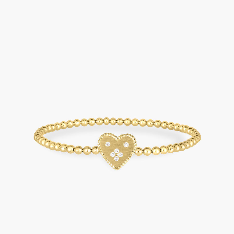 Venetian Princess 0.08Ct Diamond Heart Bracelet in 18K Yellow Gold