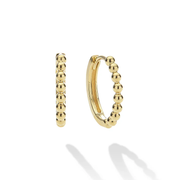 Caviar Gold Half Bead Huggie Hoop Earrings in 18K Yellow Gold