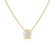 0.19ct Round Diamond Bezel Set Solitaire Pendant in 18k Yellow Gold with Chain