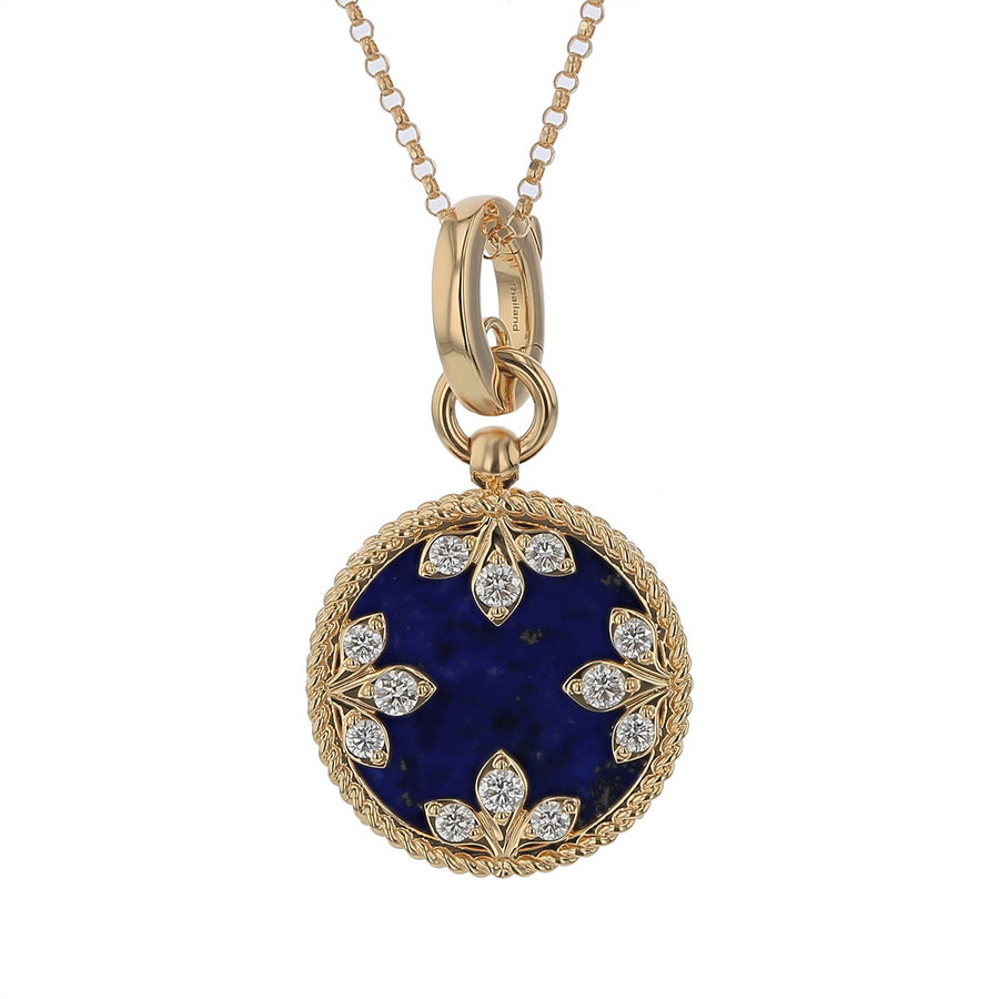 Venetian Princess 0.29ct Diamond and Blue Lapis Pendant in 18K Yellow Gold, 18" chain