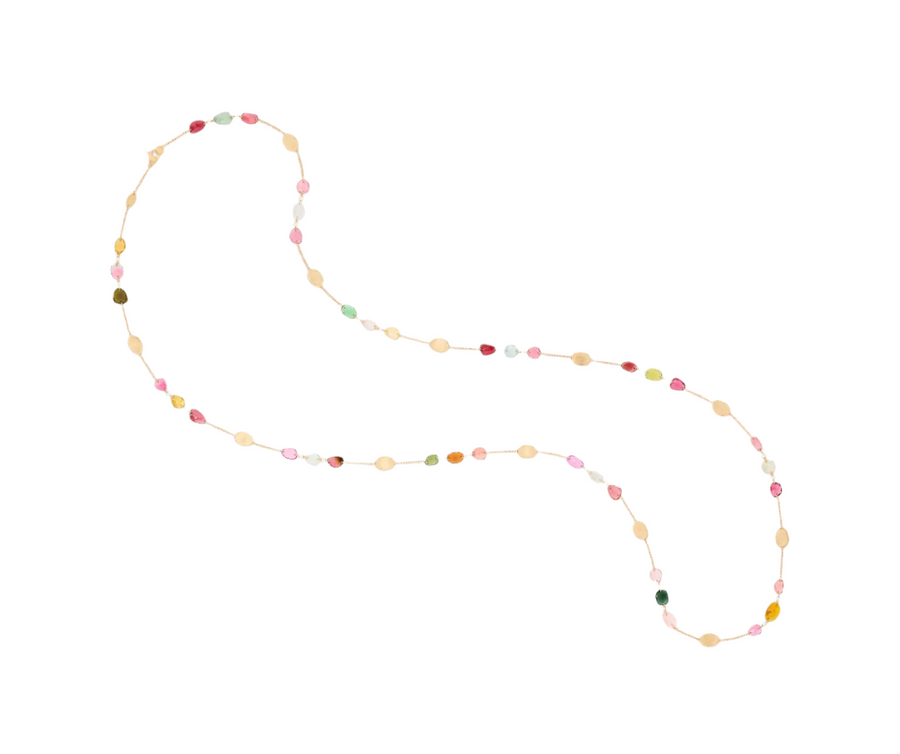 Lunaria Multi Color Tourmaline Necklace in 18K Yellow Gold, 37.75" chain
