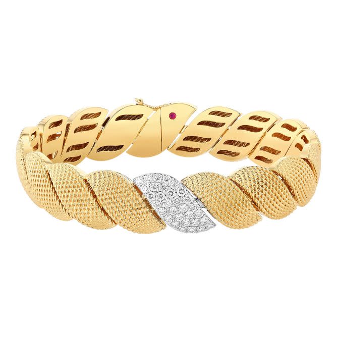 San Marco 0.70ct Diamond Textured Bracelet in 18K Yellow and White Gold