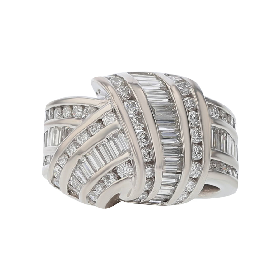 2.25ct Full Cut and Baguette Diamond Charles Krypell Knot Ring in Platinum, size 6.5
