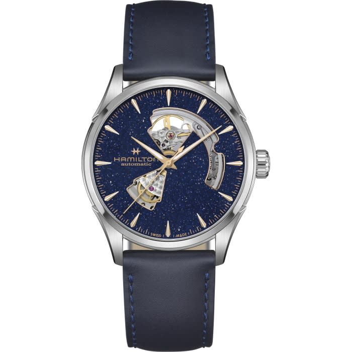 42mm Jazzmaster Open Heart Automatic Watch with Blue Dial in Stainless Steel, Strap