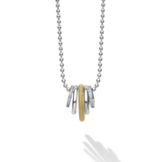 Caviar Lux 0.168ct Diamond 5 Row Necklace in 18K Yellow Gold and Sterling Silver 16-18"
