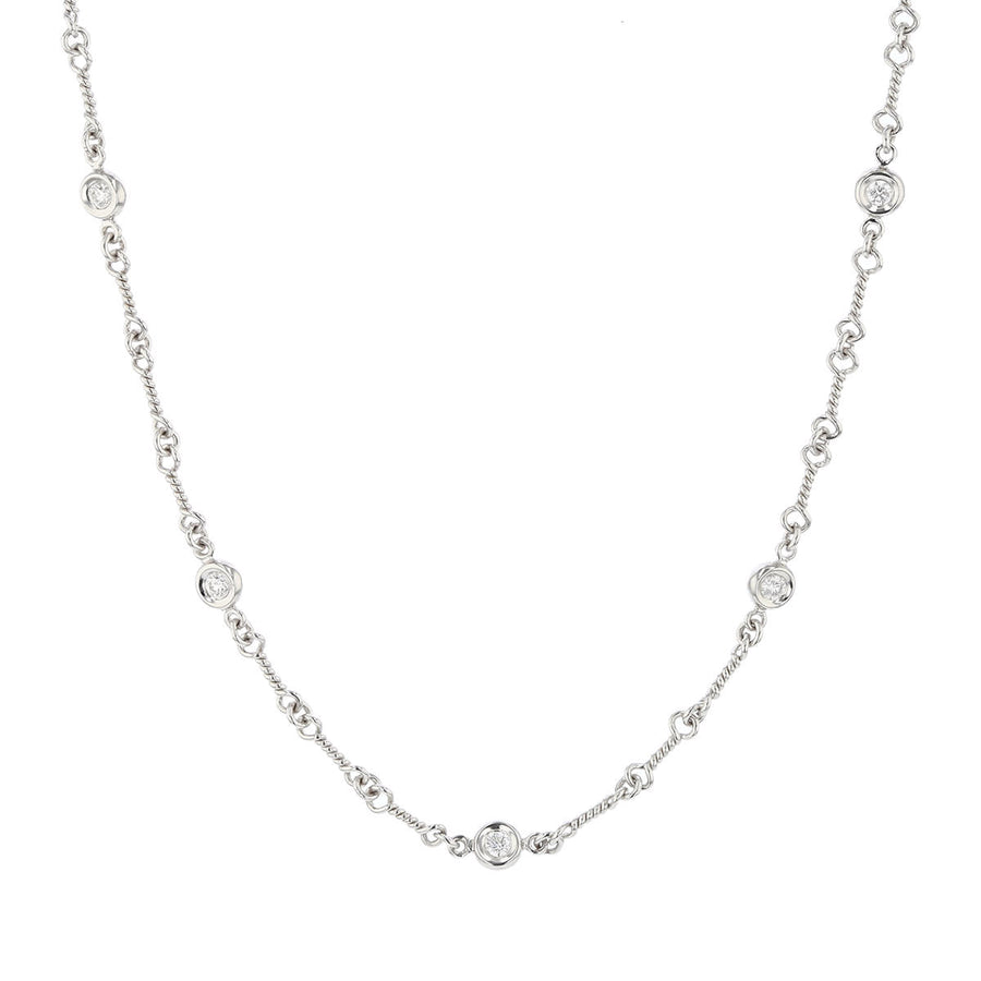 Diamond by the Inch 0.28ct Diamond Station Dog Bone Necklace in 18K White Gold, 16"