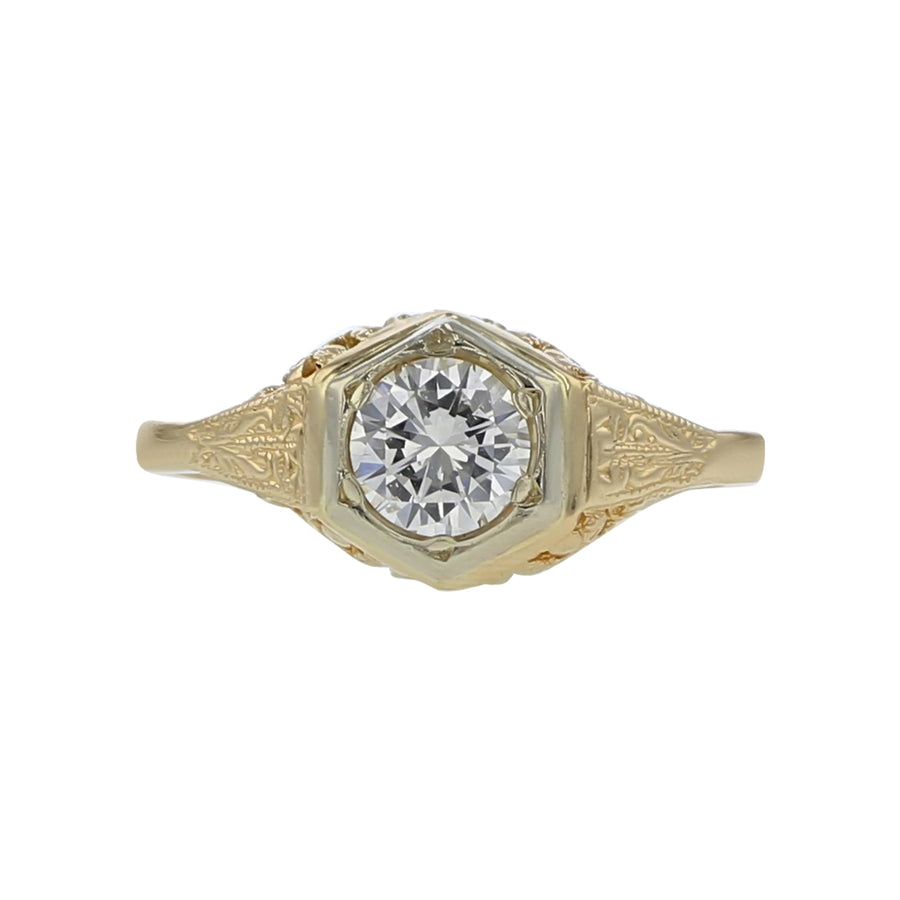 14K Yellow Gold 0.40ct Fair Cut Diamond Ring, size 5