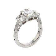 2.00ct Oval Diamond Center 1.20ct Oval Diamond Sides H/VS2 and 0.42ct Full Cut Diamonds Ring with Fingermate Shank in Platinum and 14k White Gold Size 7