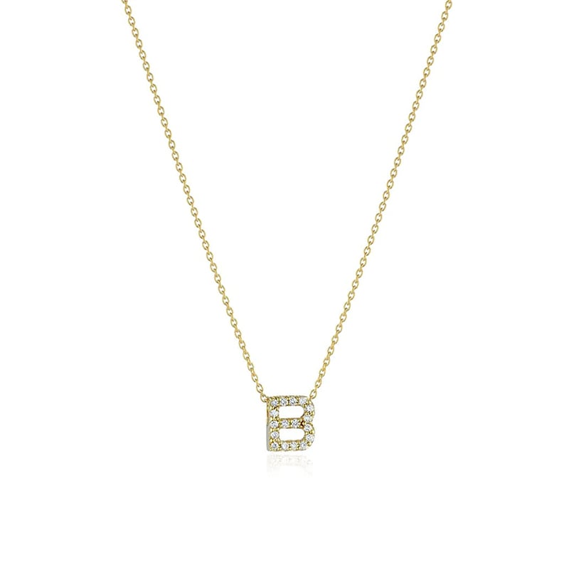 Love Letter 0.06Ct Diamond "B" Pendant on Chain in 18K Yellow Gold, 18in