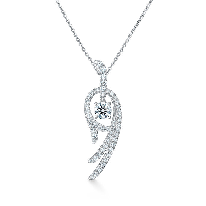 Vela Twisted 1.10Ct Diamond Twisted Pendant on Chain in 18K White Gold, 18in