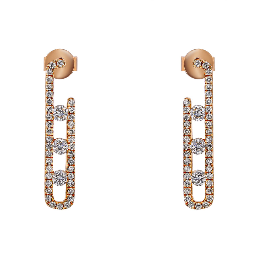 1.06ct Diamond Drop Earrings in 14K Rose Gold