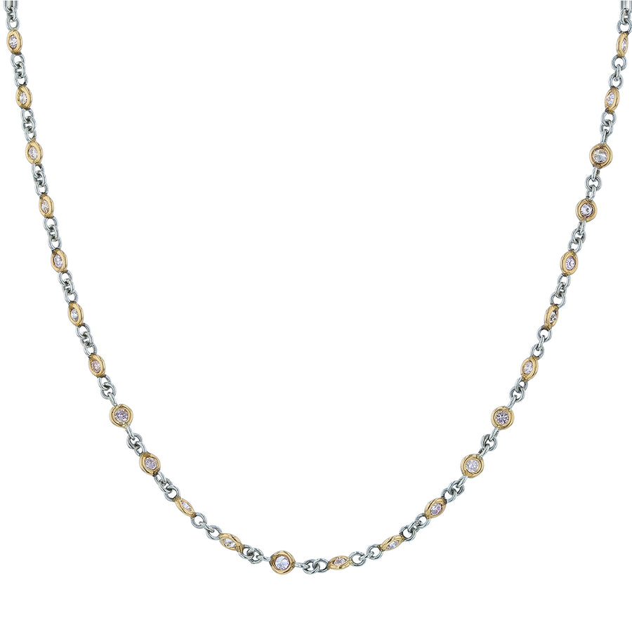 1.07ct Pink Diamond Station Necklace in Platinum and 18K Rose Gold, 16"