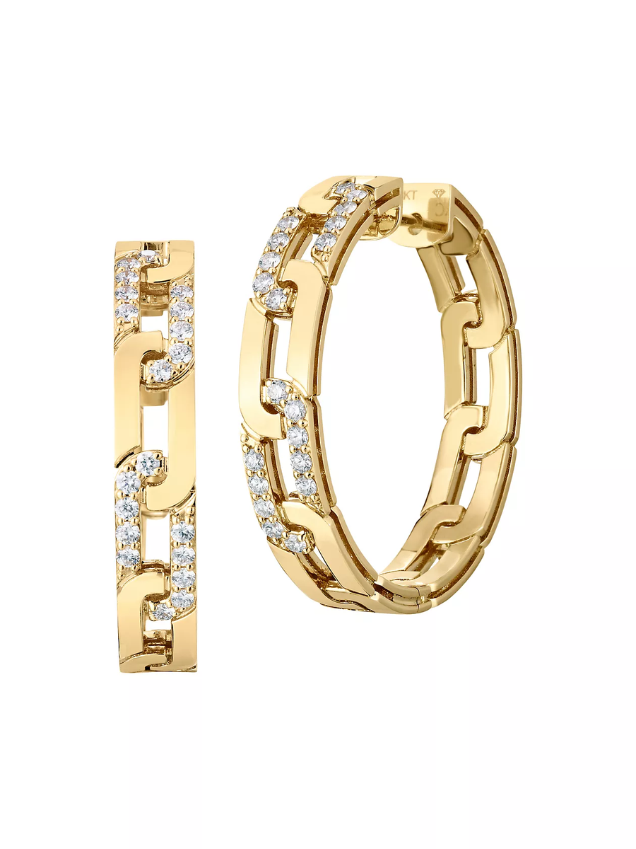 Navarra 0.54Ct Diamond Hoop Earrings in 18K Yellow Gold