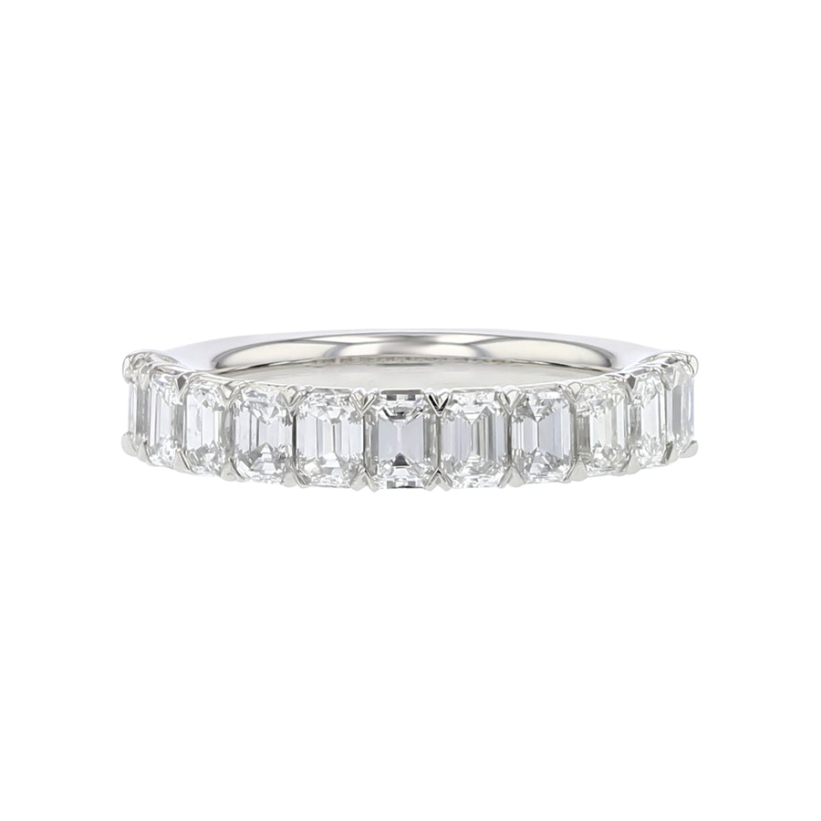 Grand Aire Emerald Cut Diamond Wedding Band in Platinum, Size 6