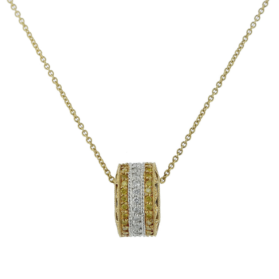 0.42ct Fancy Yellow Diamond and 0.27ct Diamond Circle Pendant in 18K Yellow Gold, 18" chain