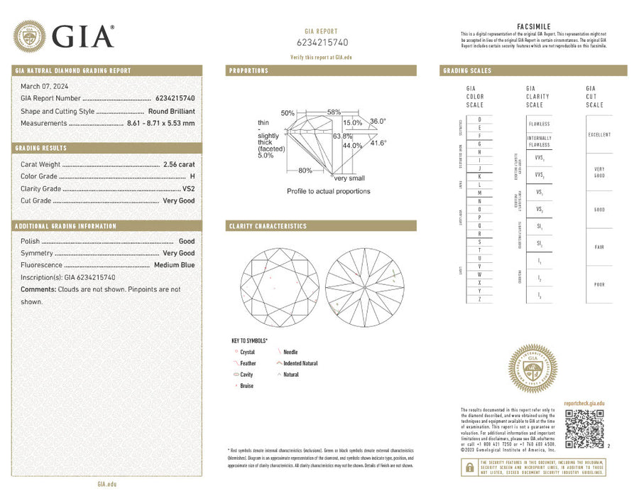 2.56ct Round Brilliant Diamond Center H/VS2 GIA 1.01ct G/VS2 F&I AGSIR GIA Round Brilliant Diamond and 1.01ct Round Brilliant Diamond G/VS2 GIA 3 Stone Ring in Platinum