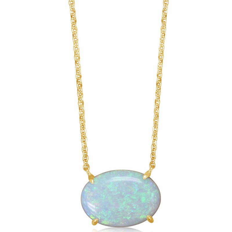 4.20Ct Australian Opal Necklace in 14k Yellow Gold, 18"