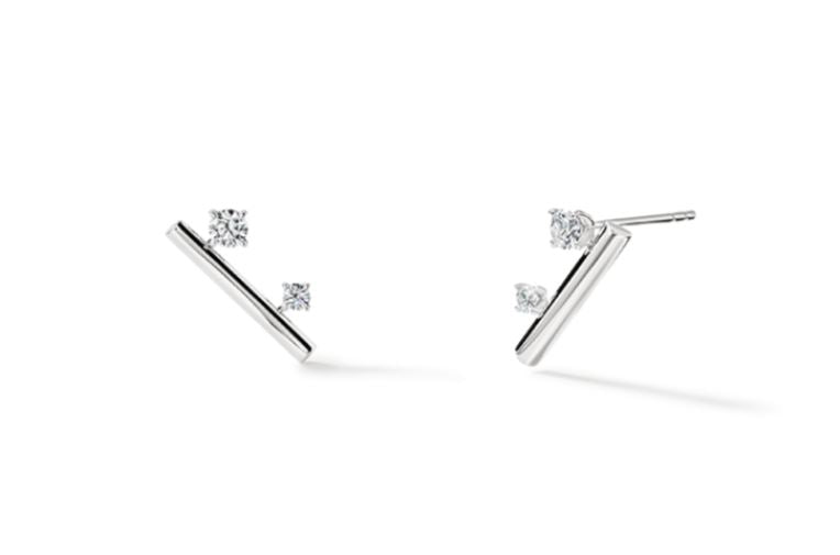 Barre 0.30-0.40Ct Diamond Bar Climb Earrings in 18K White Gold