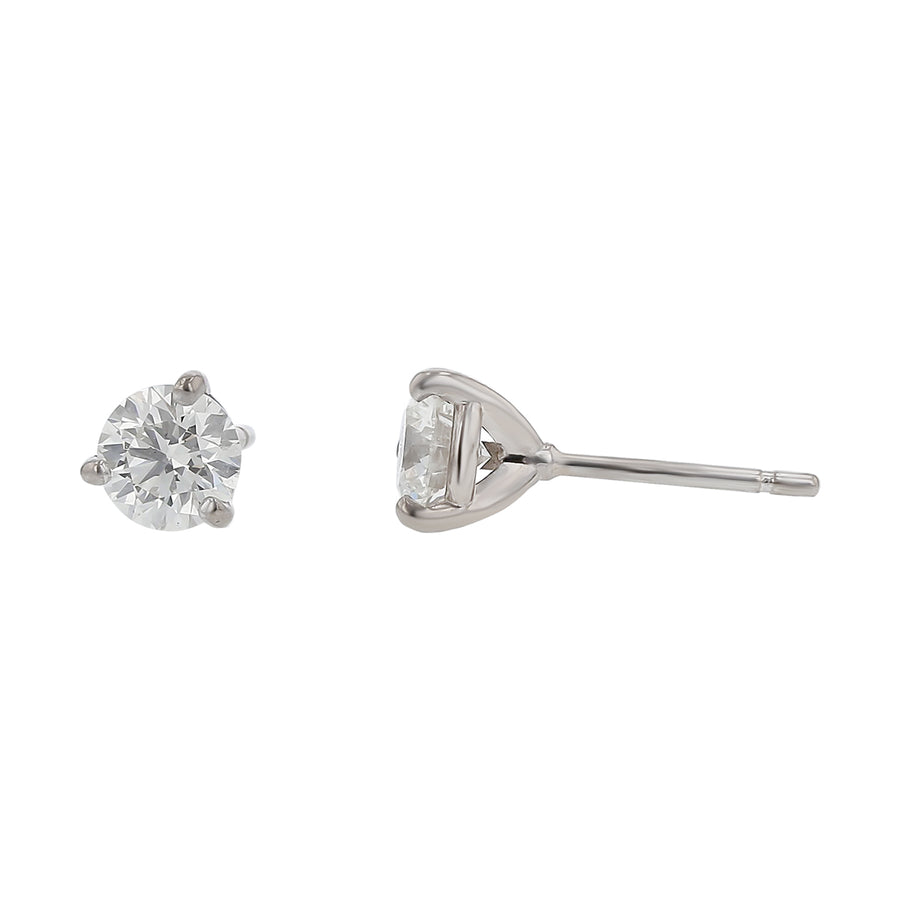 0.96ct Diamonds Hearts on Fire 3 Prong Stud Earrings in 18K White Gold