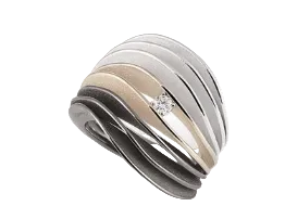 Dune Velaa Star 0.10ct Diamond Tricolor Ring in 18K Black Lava, Natural Beige and White Ice Gold