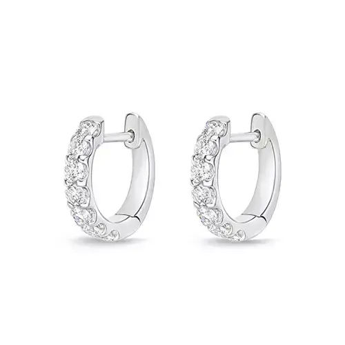 Odessa 0.49-0.57ct Diamond Huggie Hoop Earrings in 18K White Gold