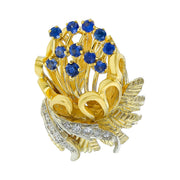 Mid-Century Sapphire and Diamond Flower Ring