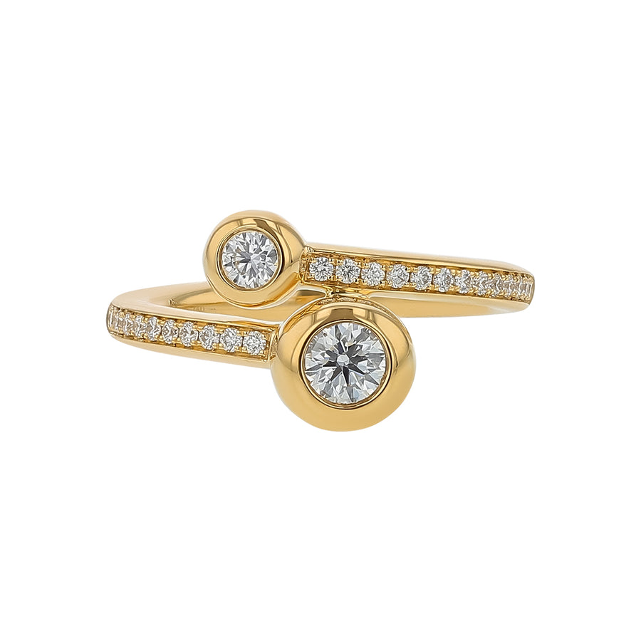 Dream 0.59ct Diamond Bypass Pave Ring in 18K Yellow Gold, size 6.5