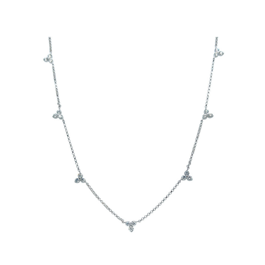 Love by the Inches 0.65ct Diamond 7 Station Necklace in18K White Gold, 17"