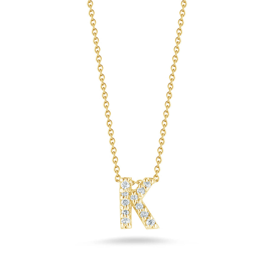 Tiny Treasures 0.05ct Diamond Love Letter "K" Pendant in 18K Yellow Gold, 16-18" chain