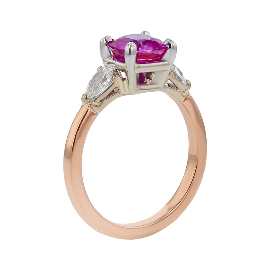 Sri Lankan Pink Sapphire and Diamond Ring in 18K Rose and White Gold