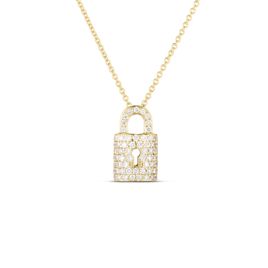 Tiny Treasures 0.30ct Diamond Lock Pendant in 18K Yellow Gold, 18" chain