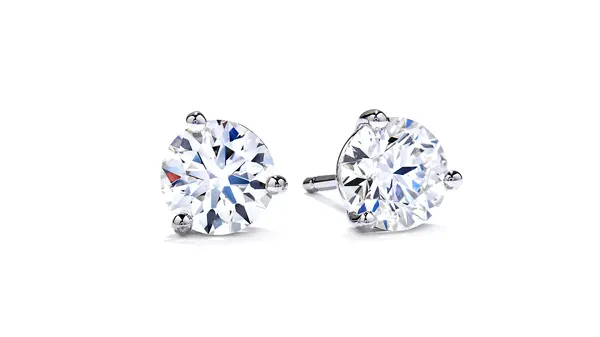 0.75ct 2 Round Diamonds 3 Prong Stud Earrings in 14K White Gold