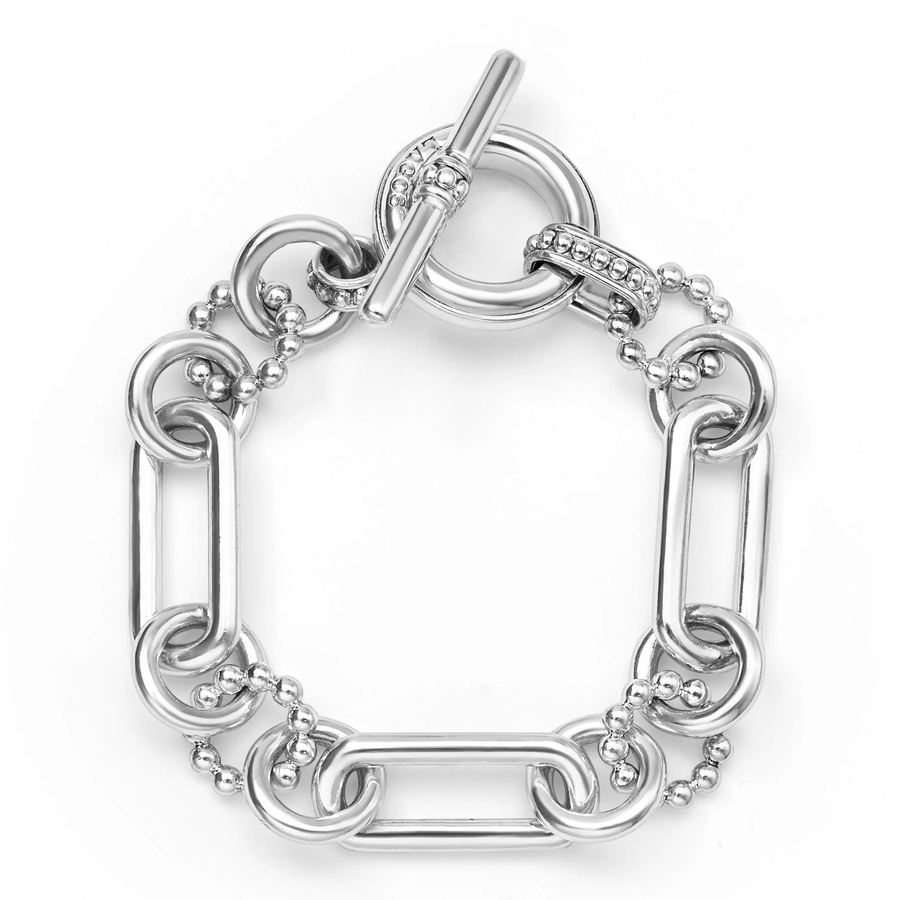 Signature Caviar 15mm Link Bracelet in Sterling Silver, size medium
