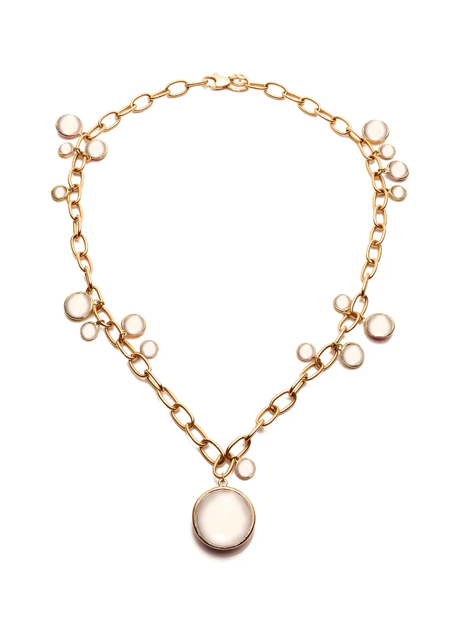 Mischief 43.81ct Moon Quartz Charm Necklace in 18K Yellow Gold, 18"