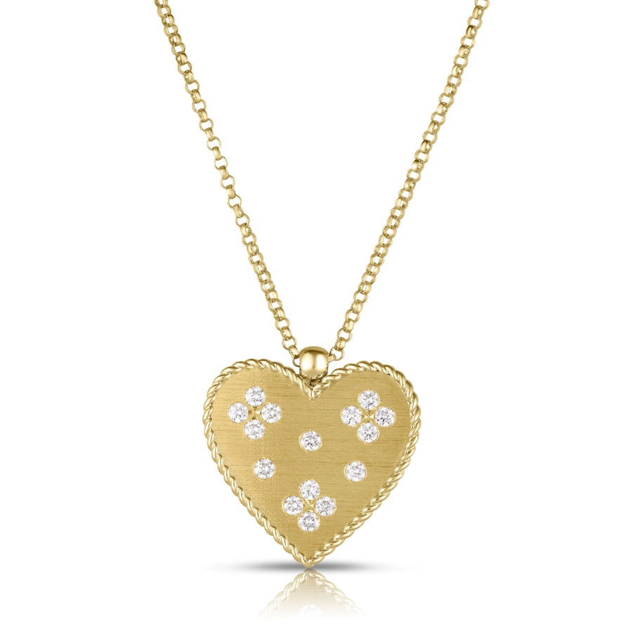 Venetian Princess 0.21Ct Diamond Heart Pendant on Chain in 18K Yellow Gold, 18in