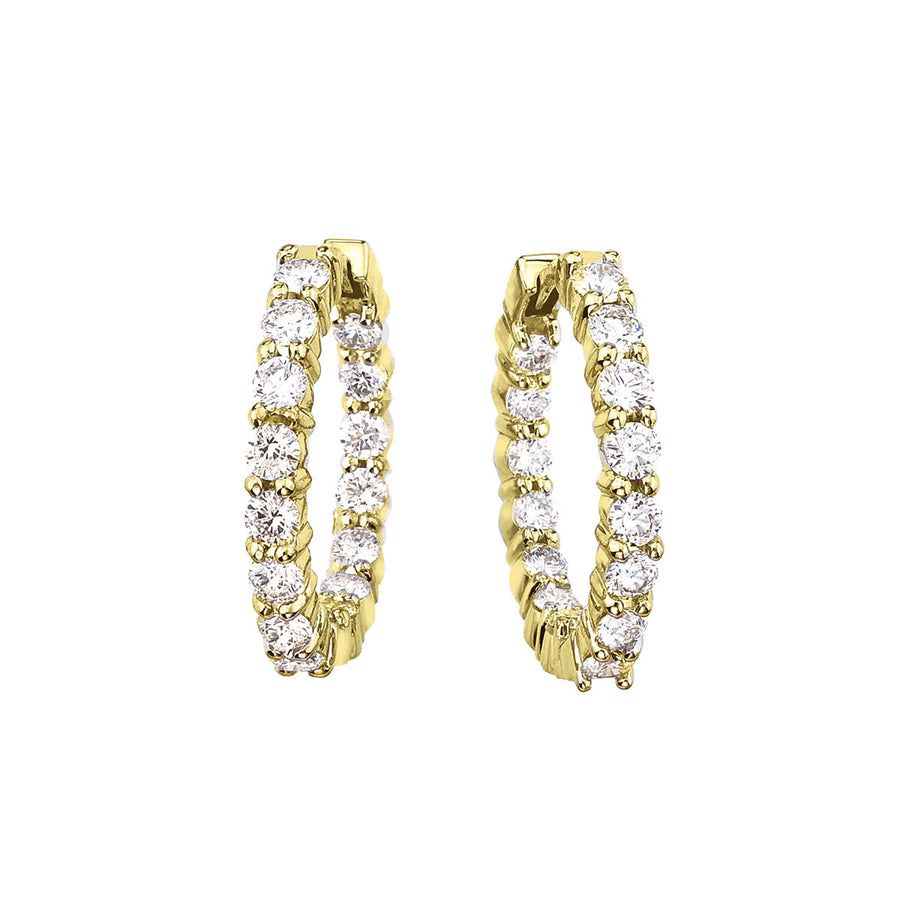 Perfect Diamond 2.35ct Diamond Small Hoop Earrings in 18K Yellow Gold