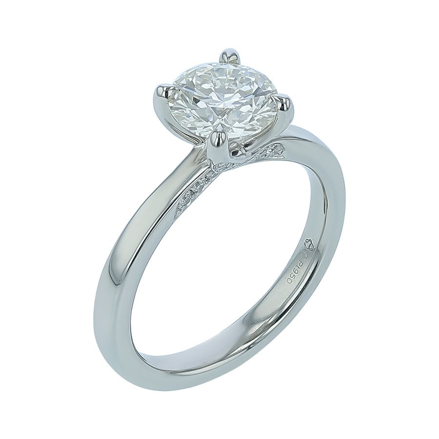 Vela 1.50ct Round Brilliant Diamond and 0.10ct Diamond Solitaire Ring in Platinum, Size 6.5