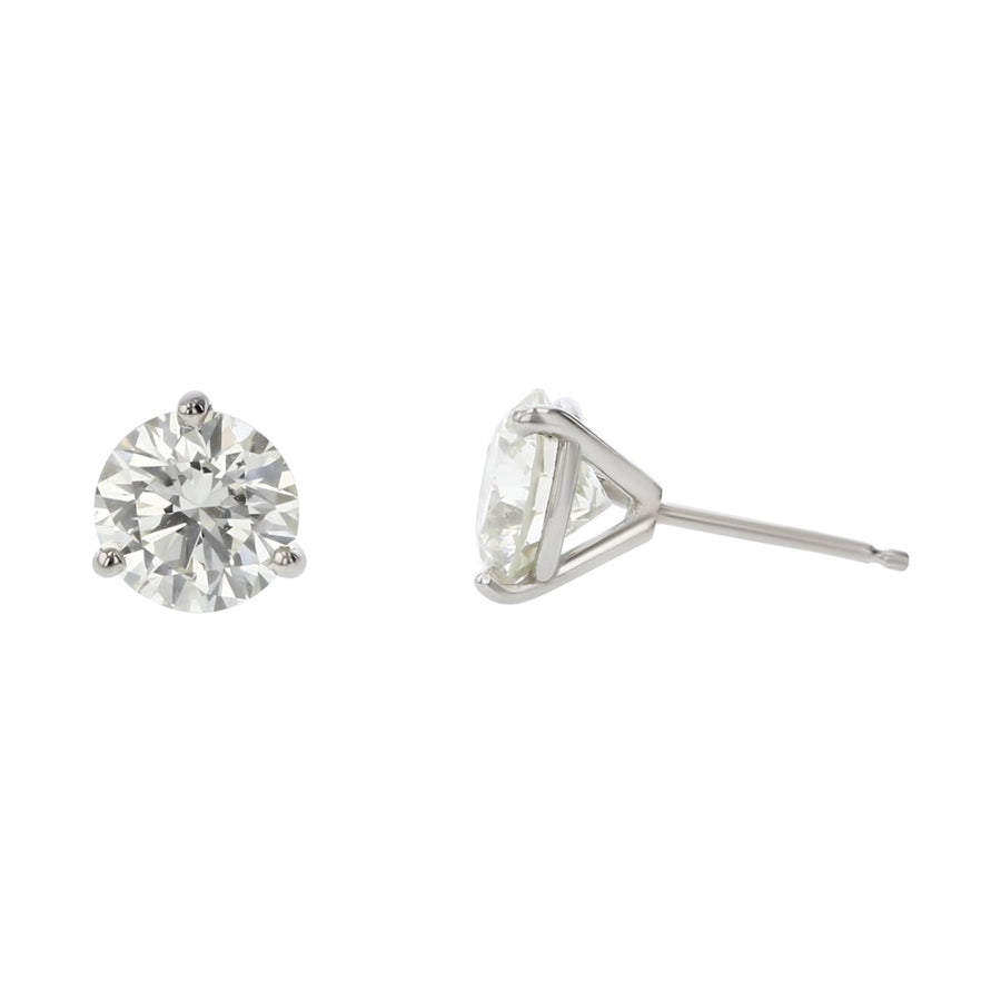 1.43ct Round Brilliant Diamonds 3 Prong Stud Earrings in 14K White Gold