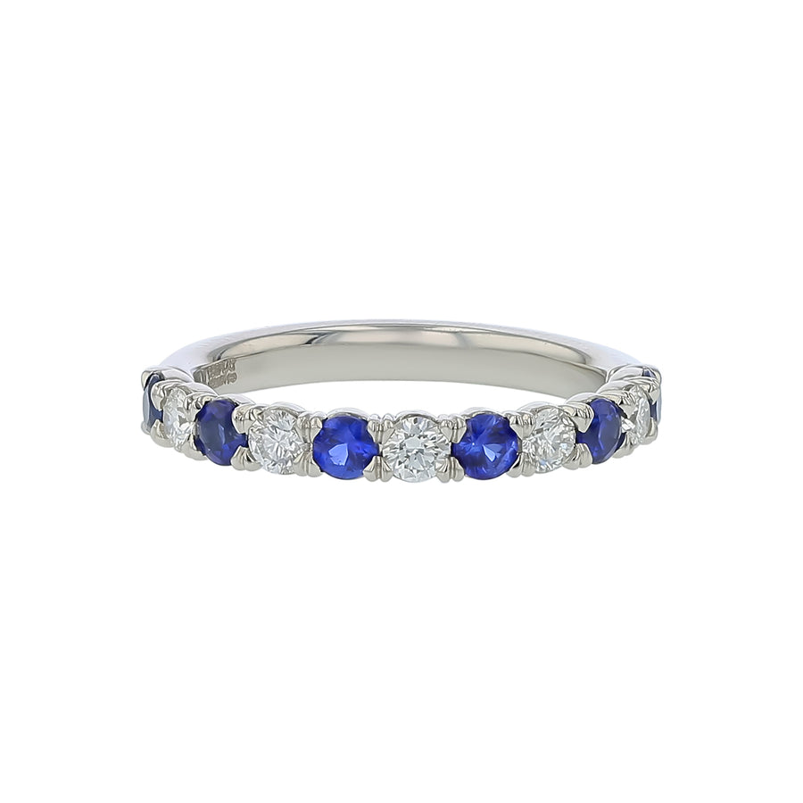 Sapphire and Diamond Alternating Band in Platinum, size 6