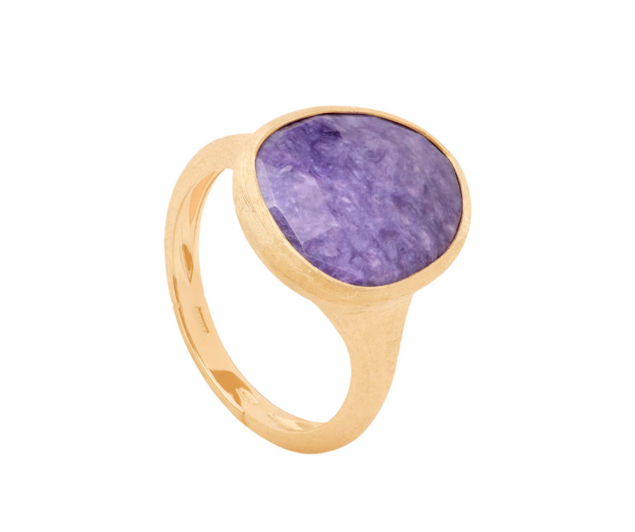 Lunaria Charoite Ring in 18K Yellow Gold, Size 7