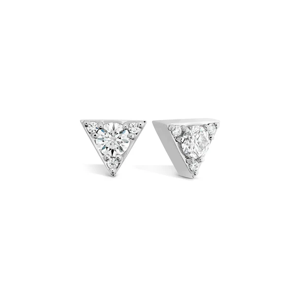 Triplicity 0.26-0.33ct Diamond Triangle Stud Earrings in 18K White Gold