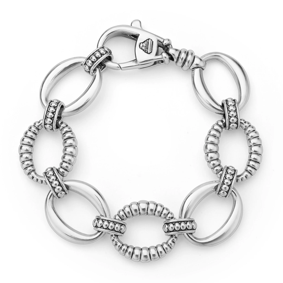 Signature Caviar 19mm Fluted Oval Link Bracelet in Sterling Silver, size large